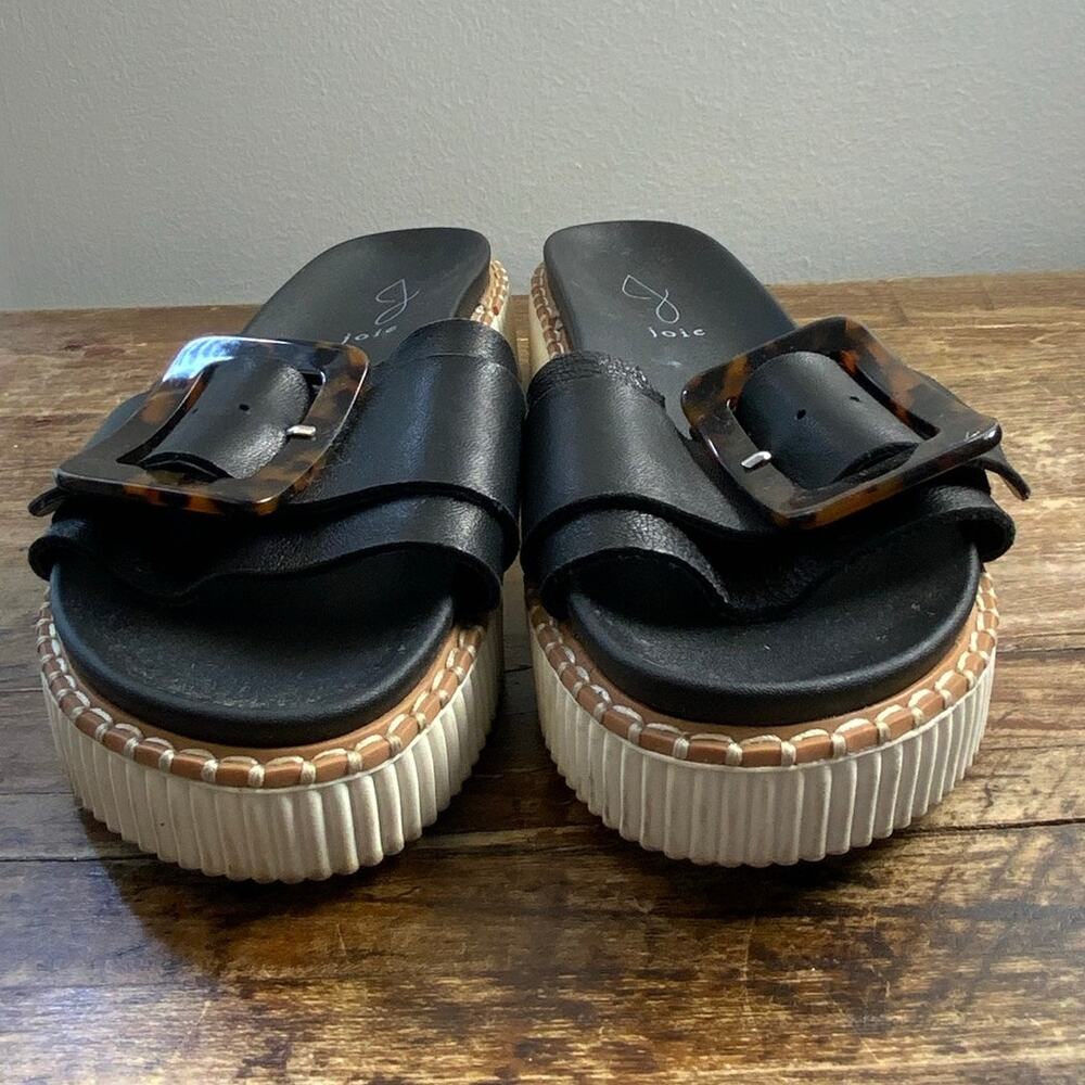 Joie Women's Black Leather Tortoise Buckle Platform Sandals size 8.5 - Picture 3 of 8